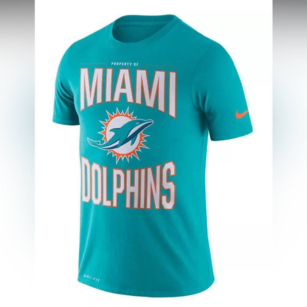 Miami Dolphins Teal T-Shirt Nike Dri-fit Size Large
